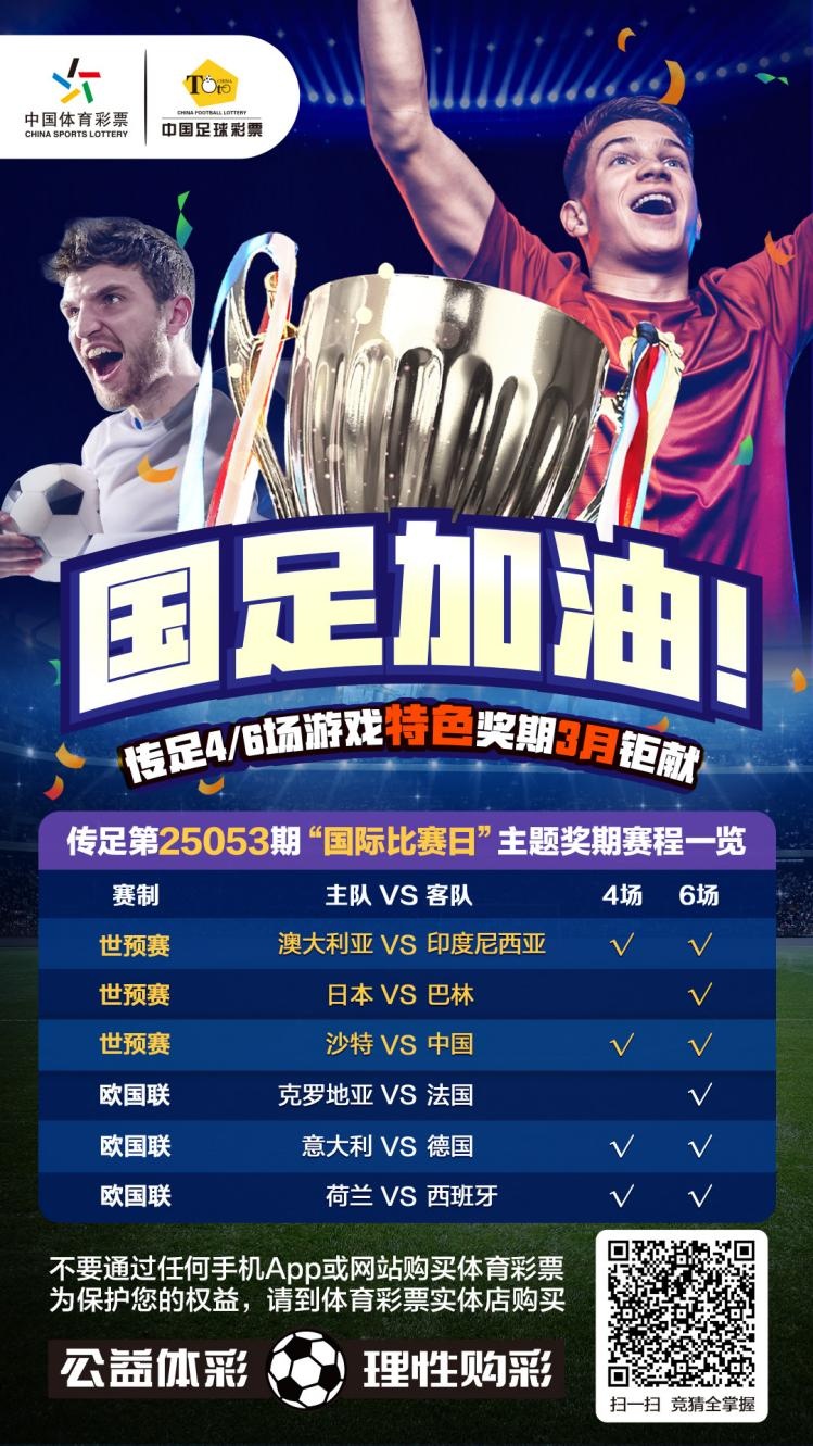 國足加油！傳足特色獎(jiǎng)期第25053期聚焦國際比賽日